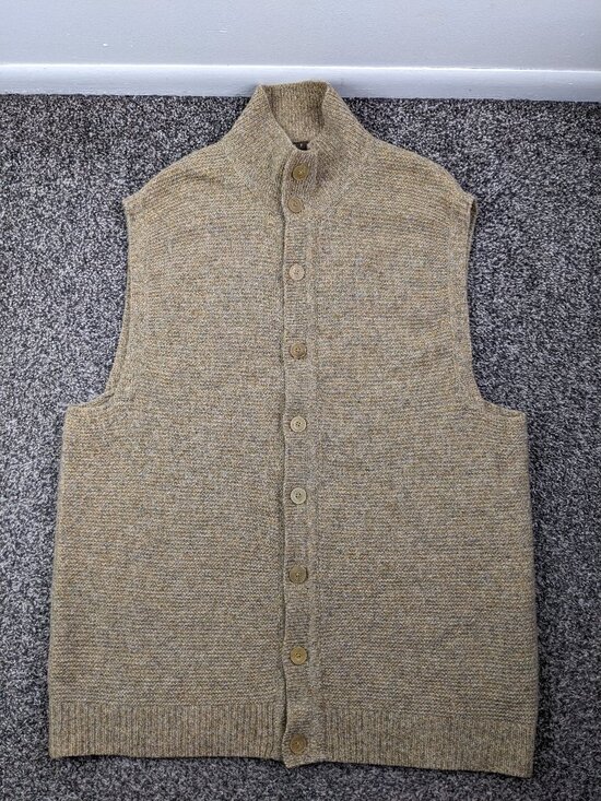 Robert Talbott Other - Robert Talbott Vest Sweater Ribbed Lambswool Cardigan Beige Tan Mens XL